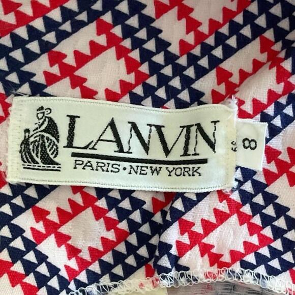 Lanvin Paris *vintage* red white & Blue Maxi Dress Size 8 - Picture 8 of 12